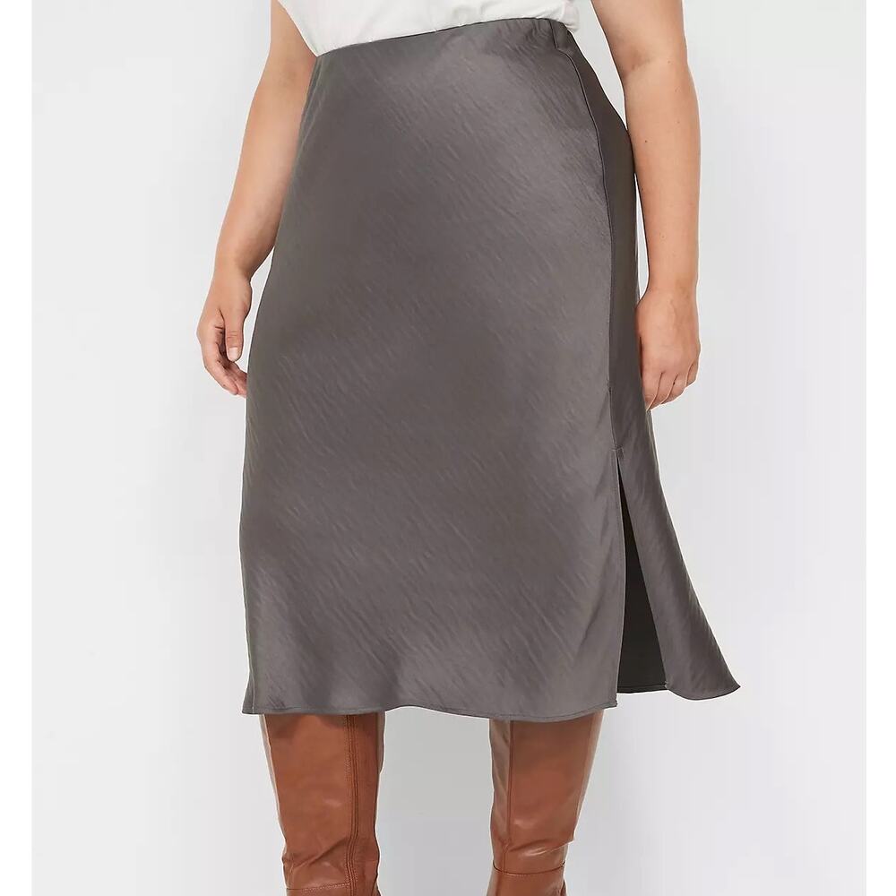 Lane Bryant Women’s 22 Skirt Bias Cut Satin Slip Pull On Elastic Waist Midi